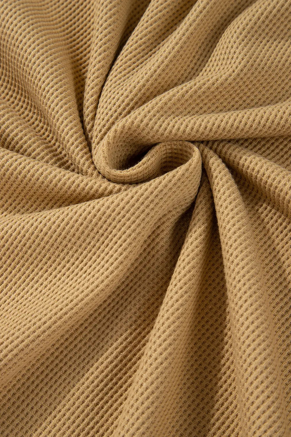 Camel Textured Knit Half Button Drop Shoulder Oversized Top - eAura