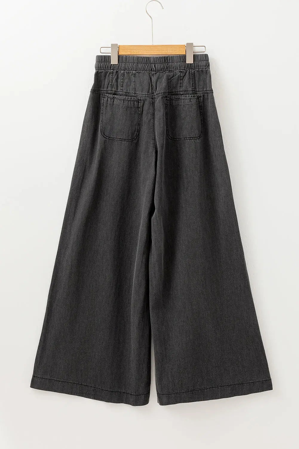 Carbon Grey Mineral Wash Button Fly Waist Wide Leg Jeans - BB Fashion Outlet