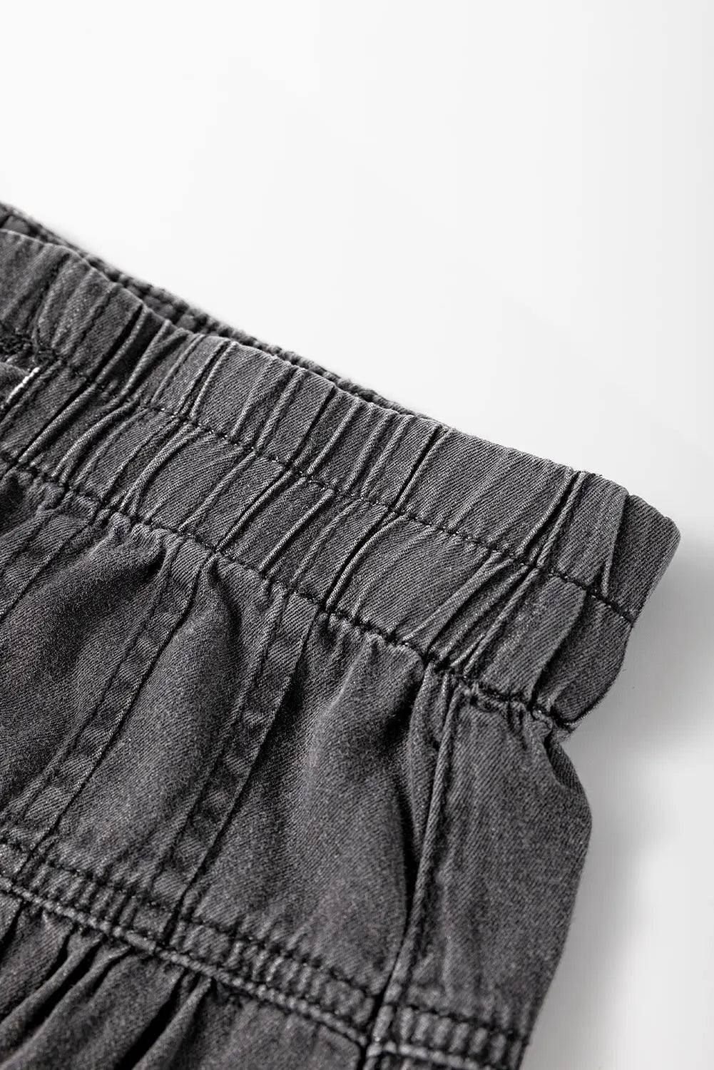 Carbon Grey Mineral Wash Button Fly Waist Wide Leg Jeans - BB Fashion Outlet