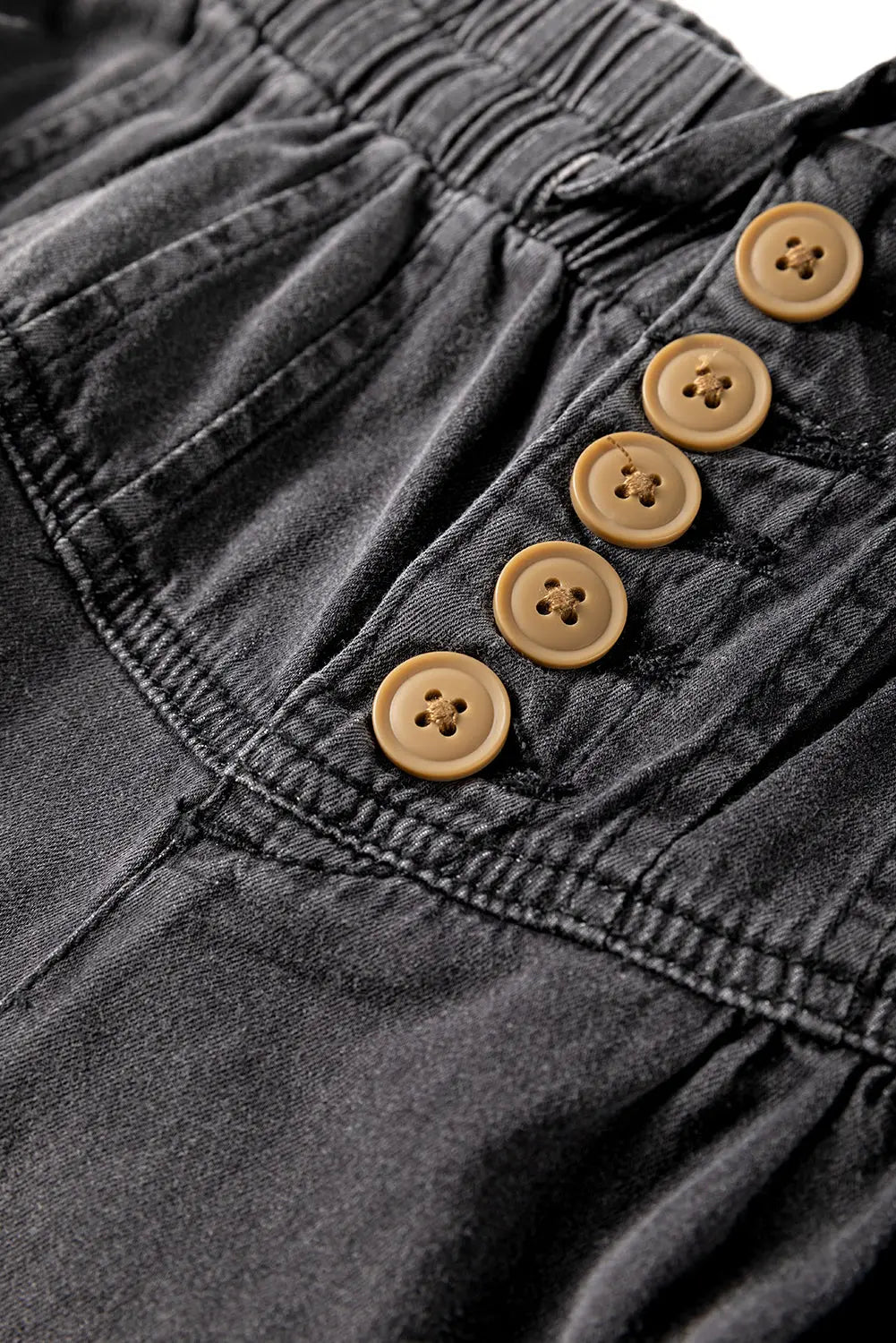 Carbon Grey Mineral Wash Button Fly Waist Wide Leg Jeans - BB Fashion Outlet