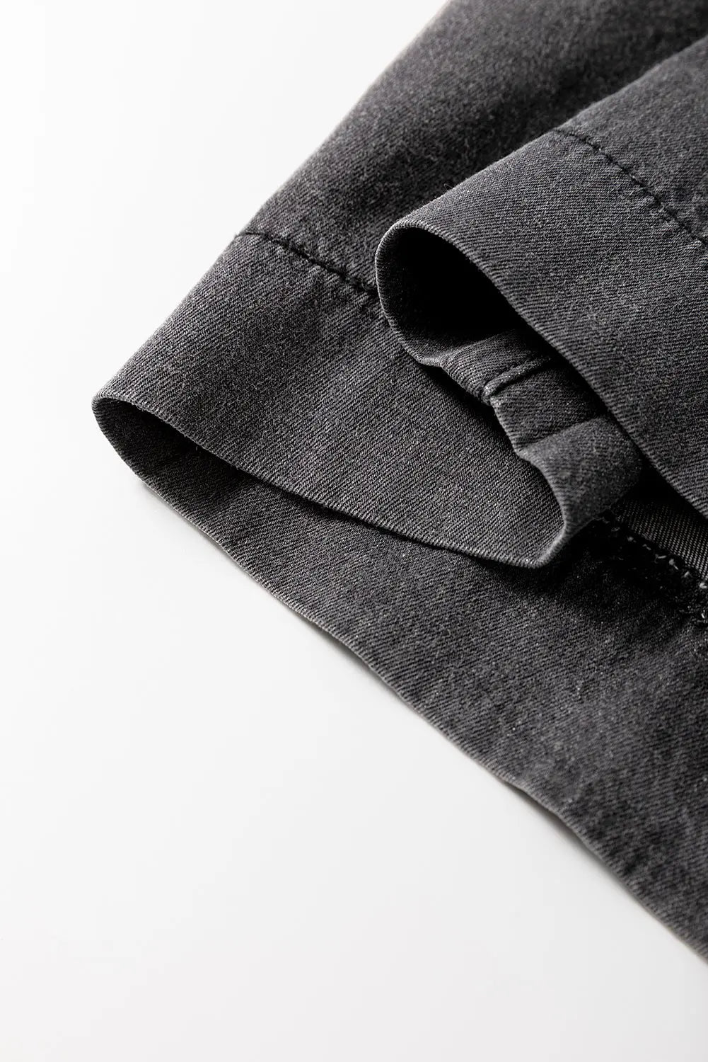 Carbon Grey Mineral Wash Button Fly Waist Wide Leg Jeans - BB Fashion Outlet