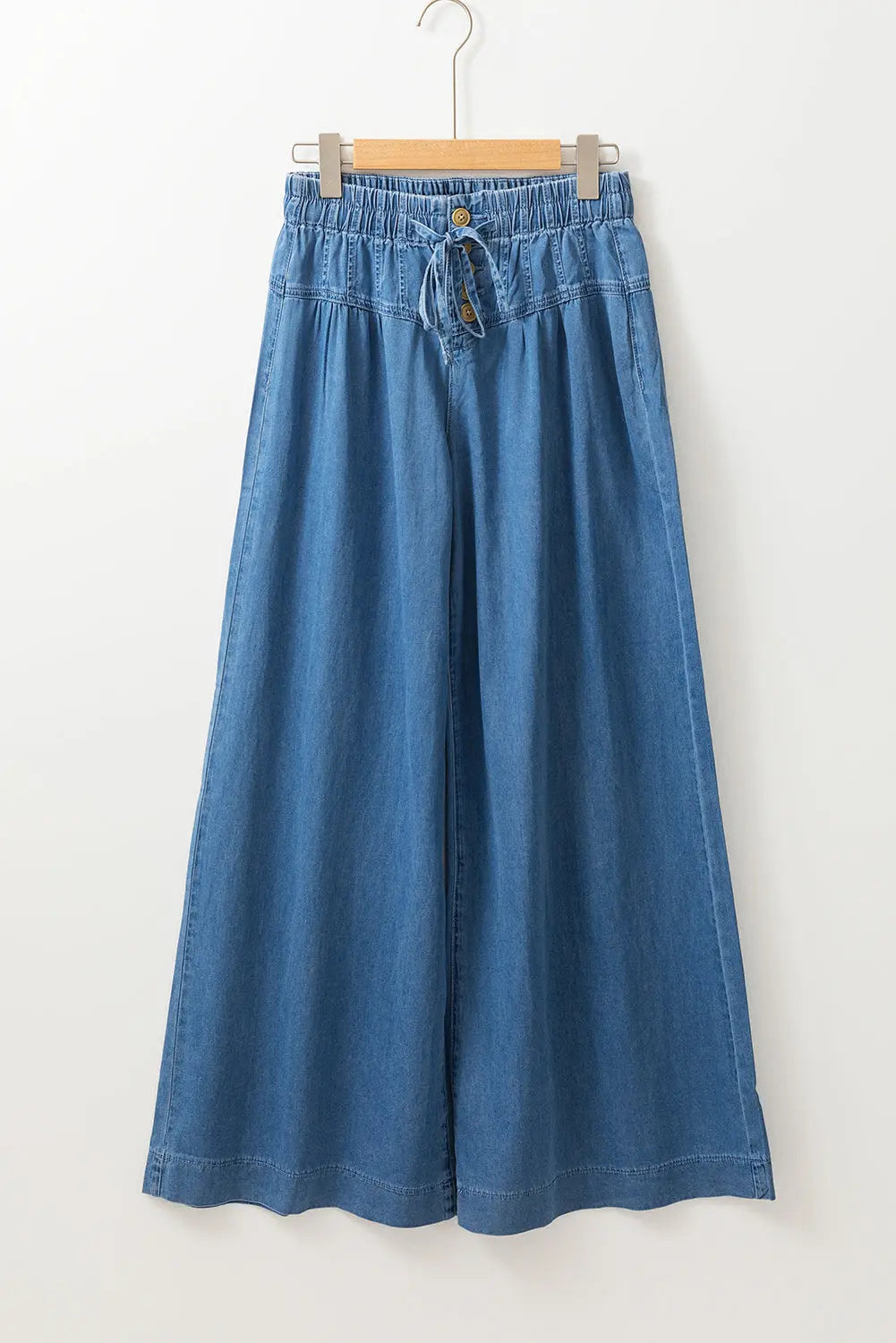 Carbon Grey Mineral Wash Button Fly Waist Wide Leg Jeans - BB Fashion Outlet