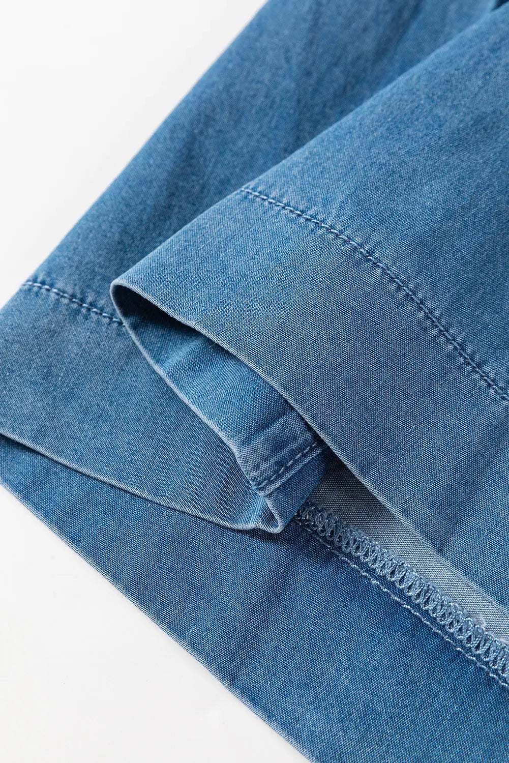 Carbon Grey Mineral Wash Button Fly Waist Wide Leg Jeans - BB Fashion Outlet