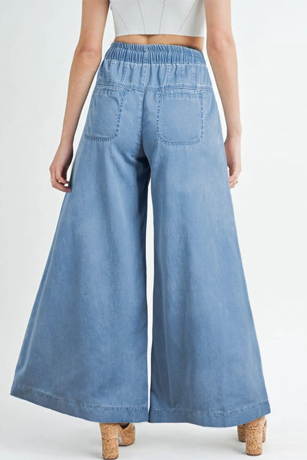 Carbon Grey Mineral Wash Button Fly Waist Wide Leg Jeans - BB Fashion Outlet