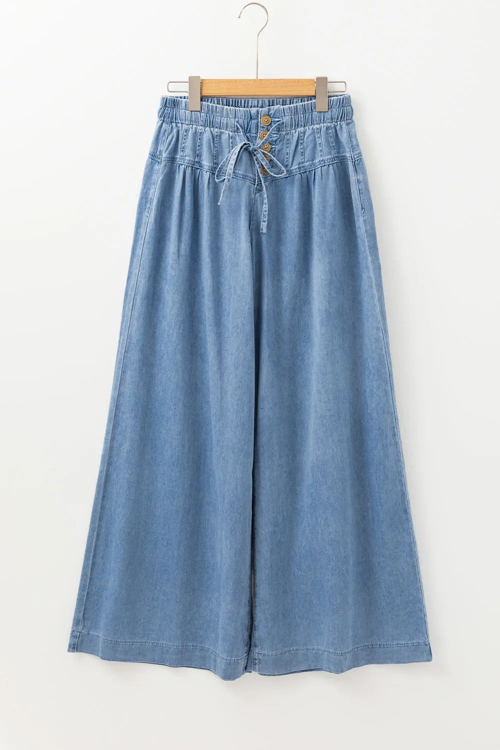 Carbon Grey Mineral Wash Button Fly Waist Wide Leg Jeans - BB Fashion Outlet