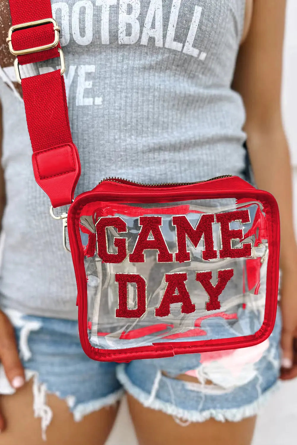 Chenille GAME DAY Pattern Clear Bag - eAura