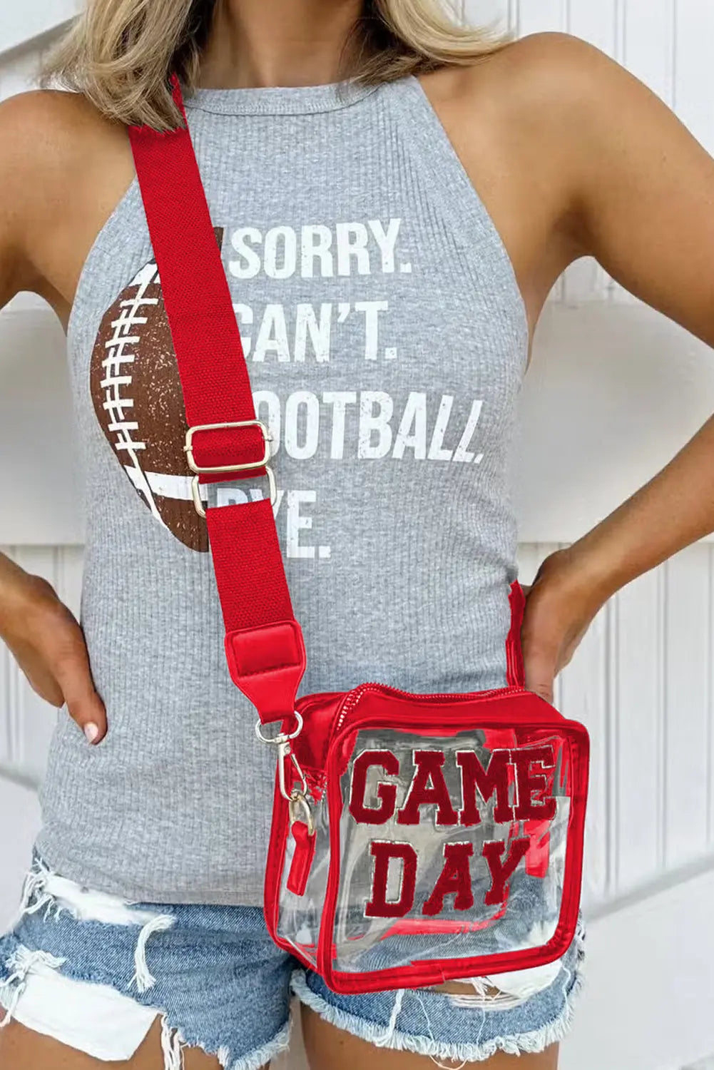 Chenille GAME DAY Pattern Clear Bag - eAura