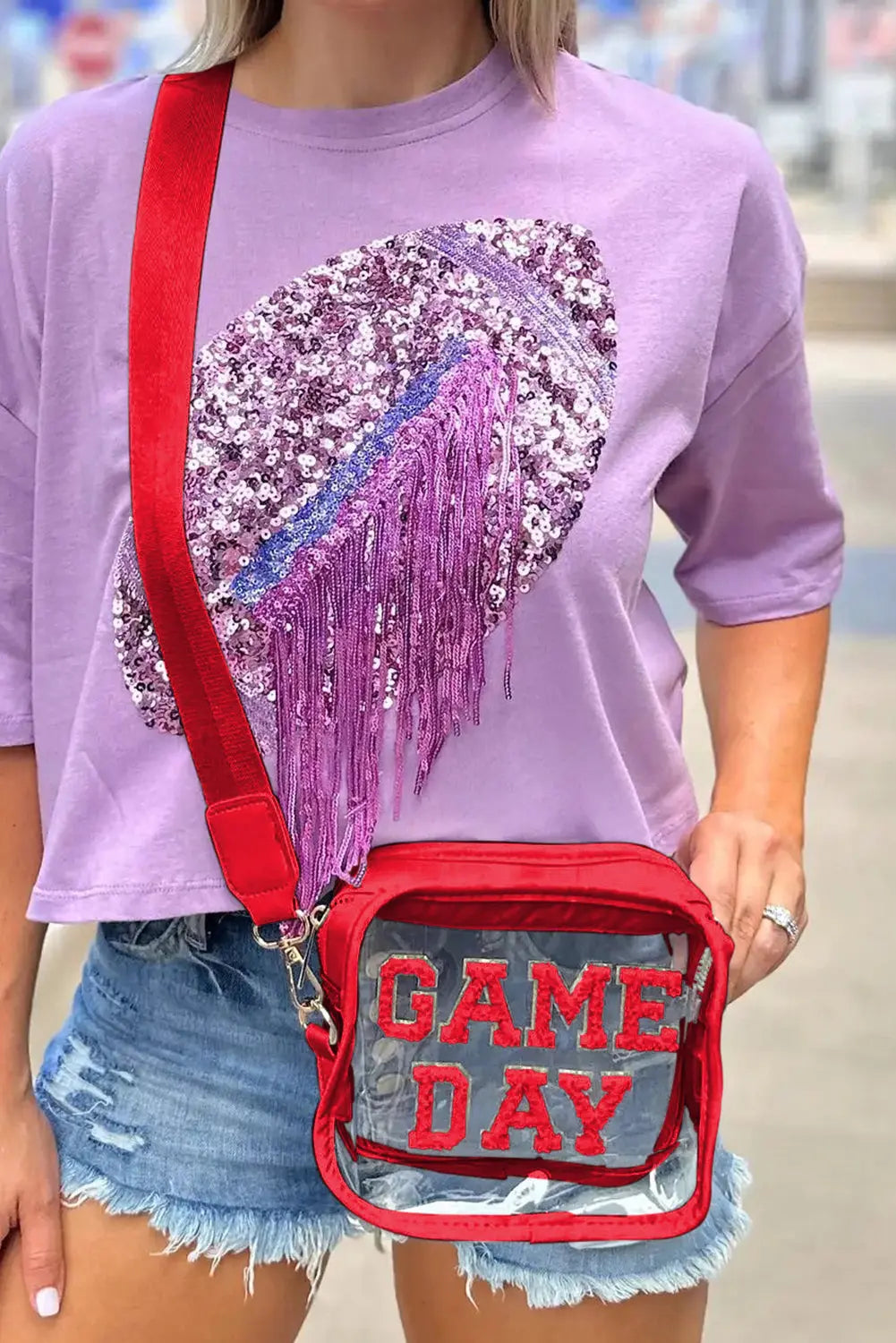 Chenille GAME DAY Pattern Clear Bag - eAura