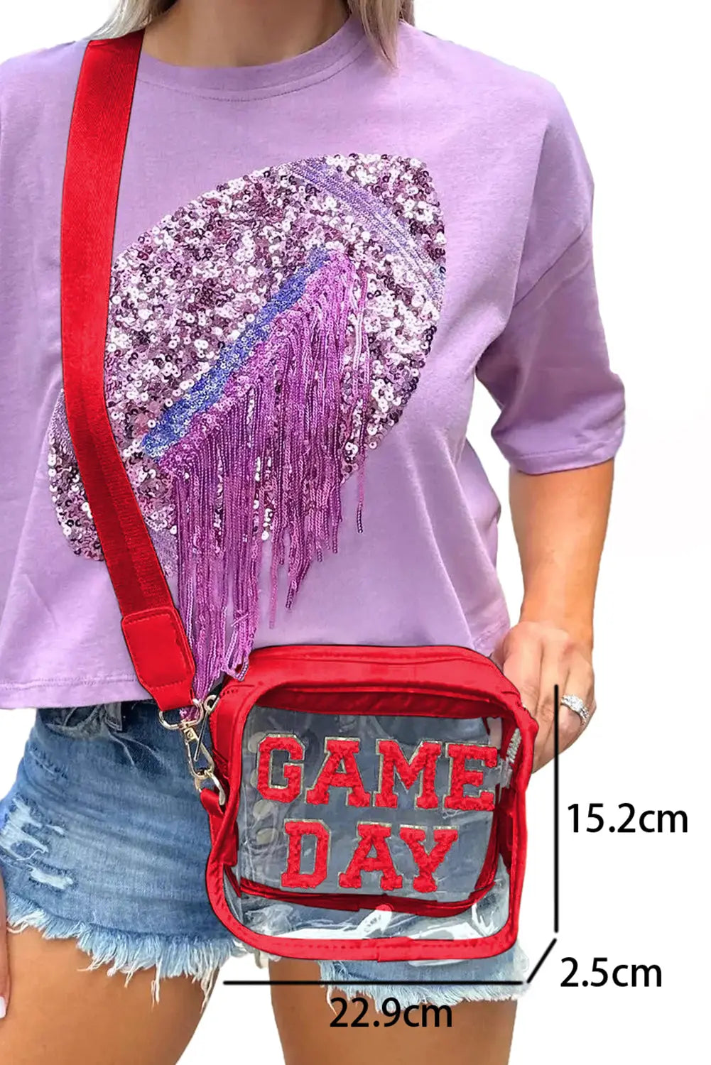 Chenille GAME DAY Pattern Clear Bag - eAura