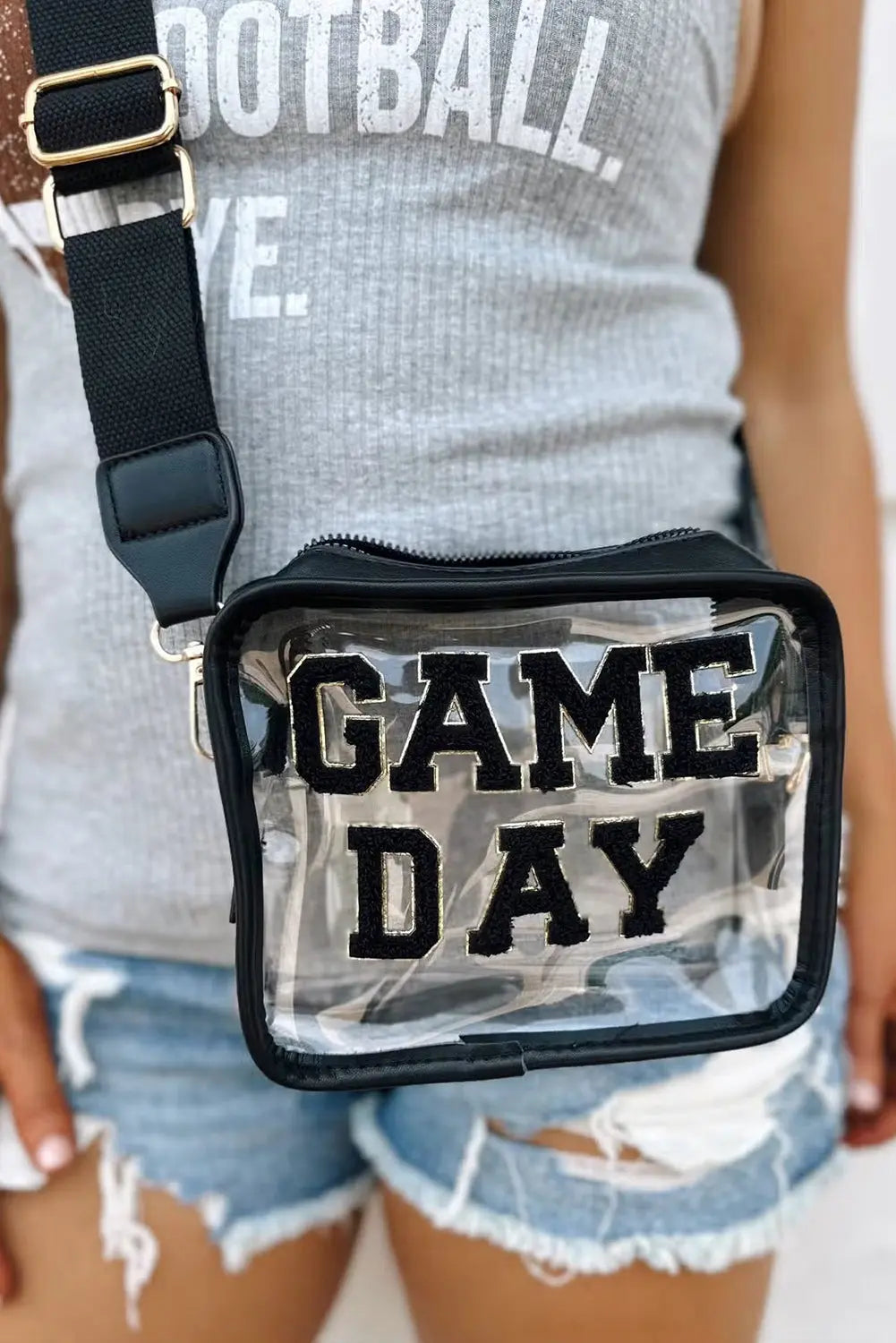 Chenille GAME DAY Pattern Clear Bag - eAura