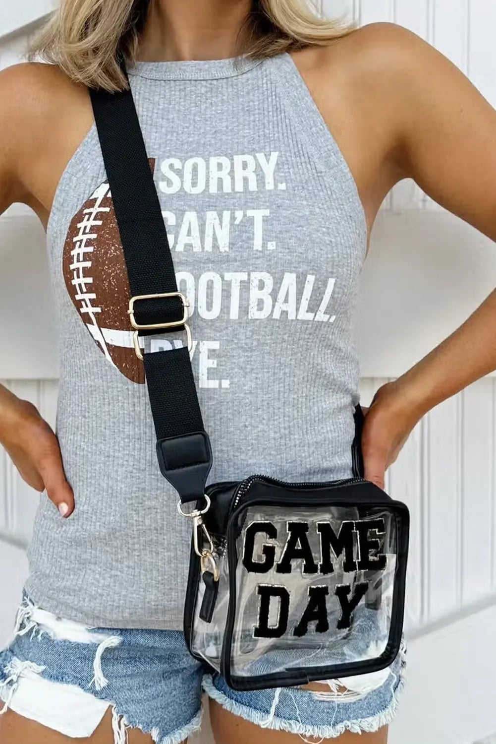 Chenille GAME DAY Pattern Clear Bag - eAura