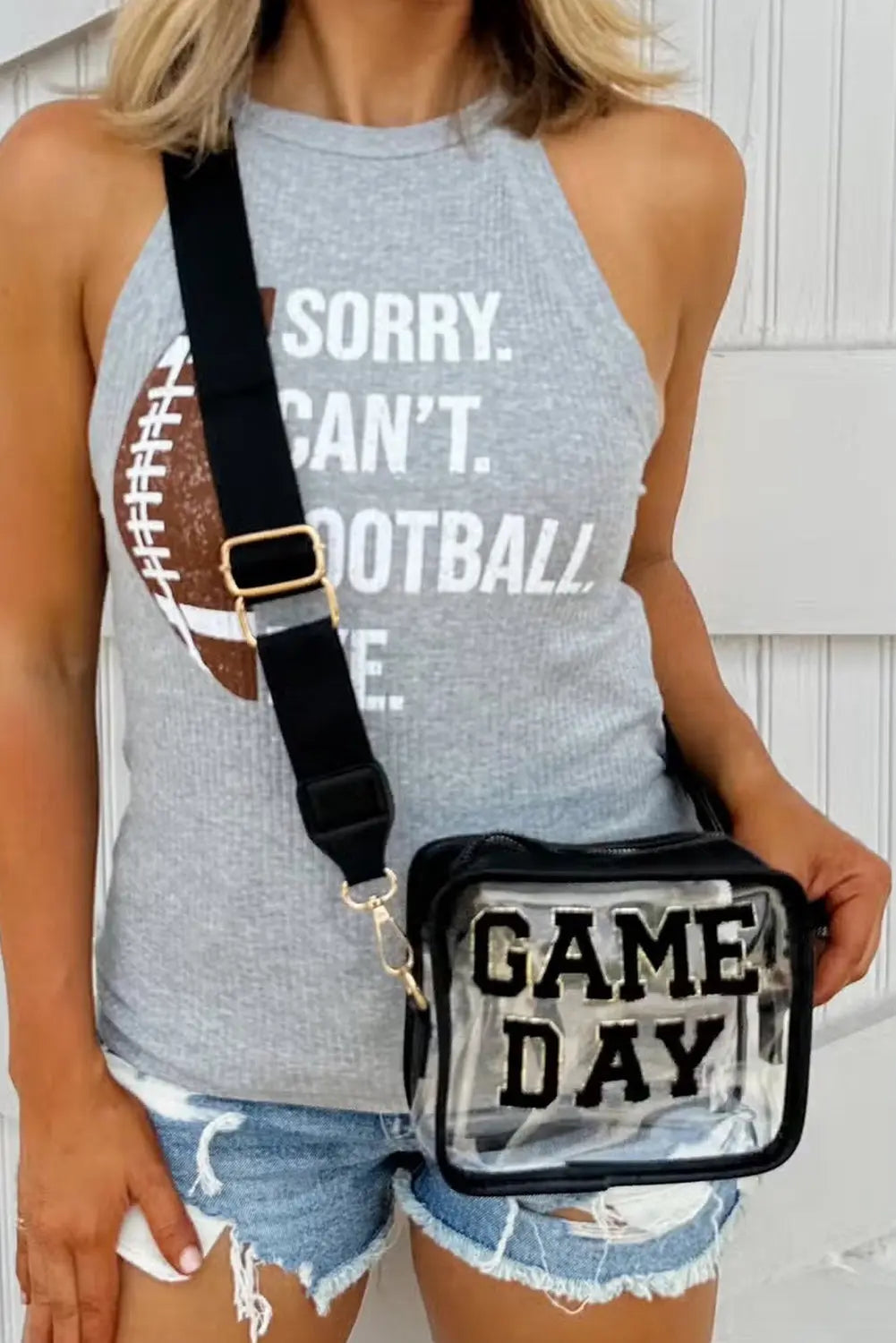 Chenille GAME DAY Pattern Clear Bag - eAura