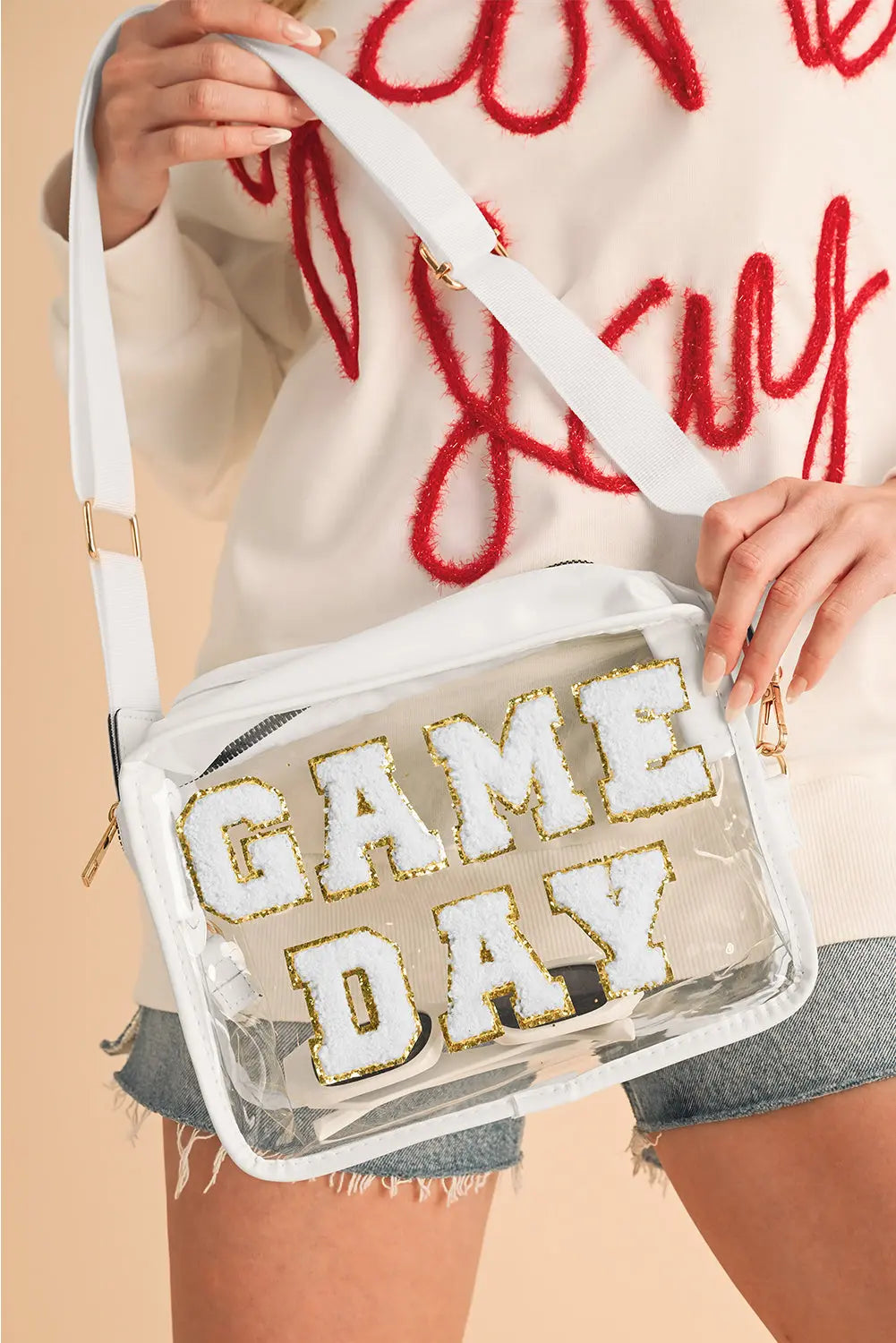 Chenille GAME DAY Pattern Clear Bag - eAura