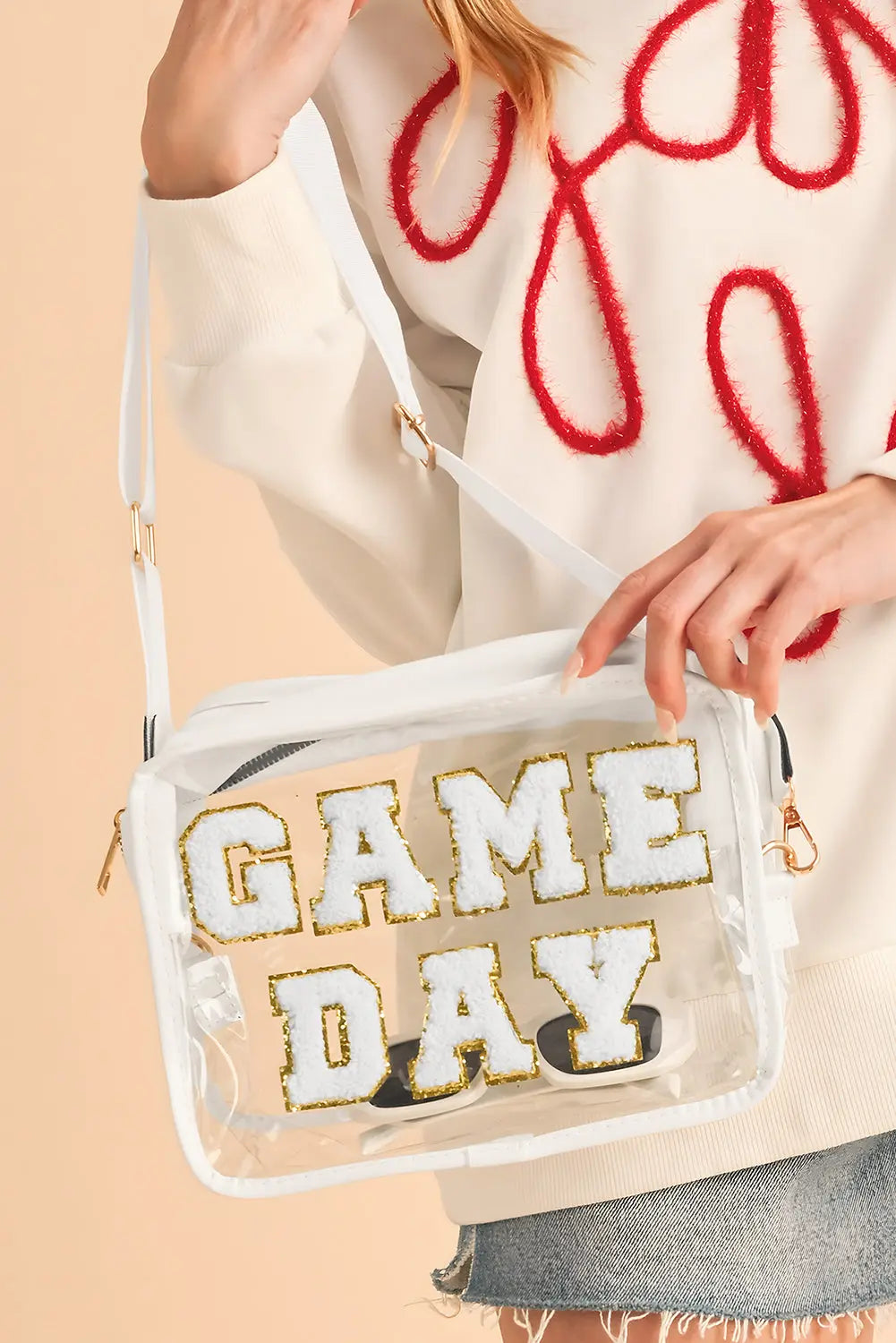 Chenille GAME DAY Pattern Clear Bag - eAura