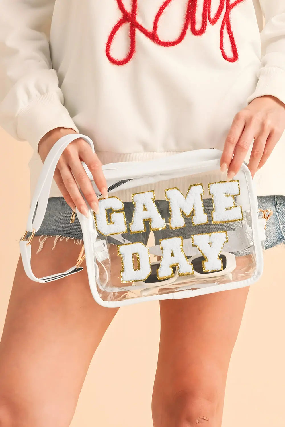 Chenille GAME DAY Pattern Clear Bag - eAura