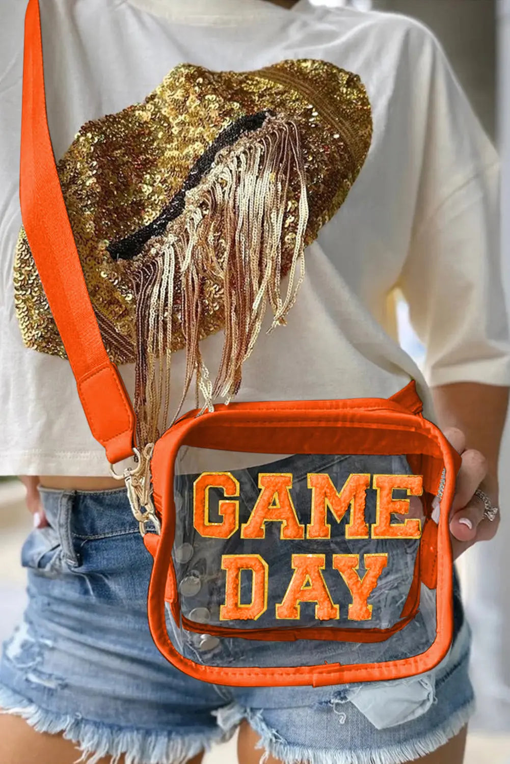 Chenille GAME DAY Pattern Clear Bag - eAura