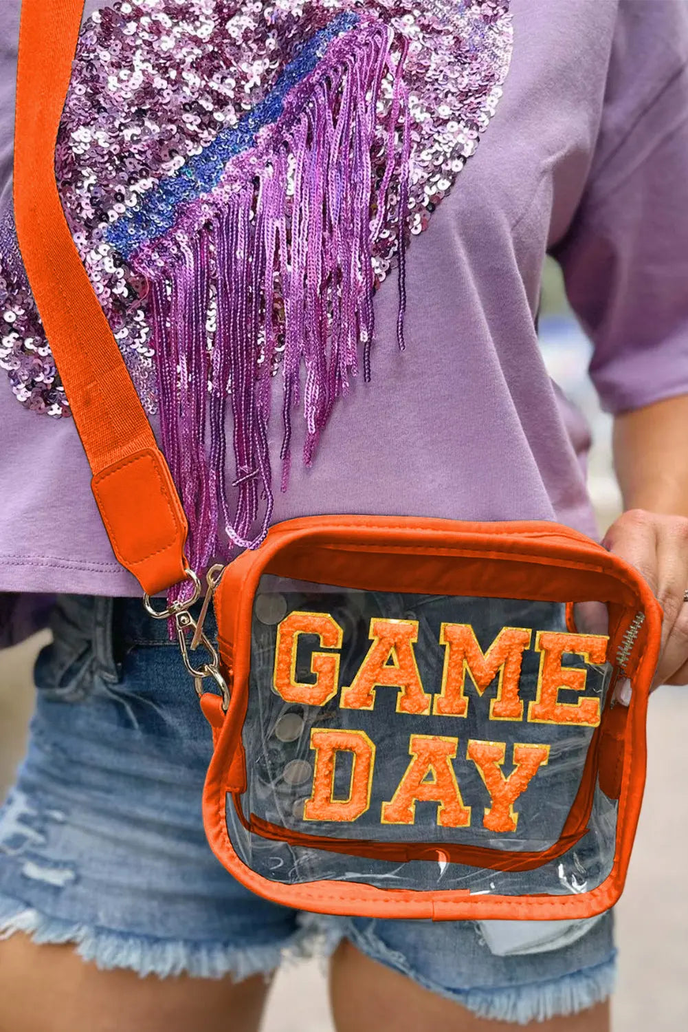 Chenille GAME DAY Pattern Clear Bag - eAura