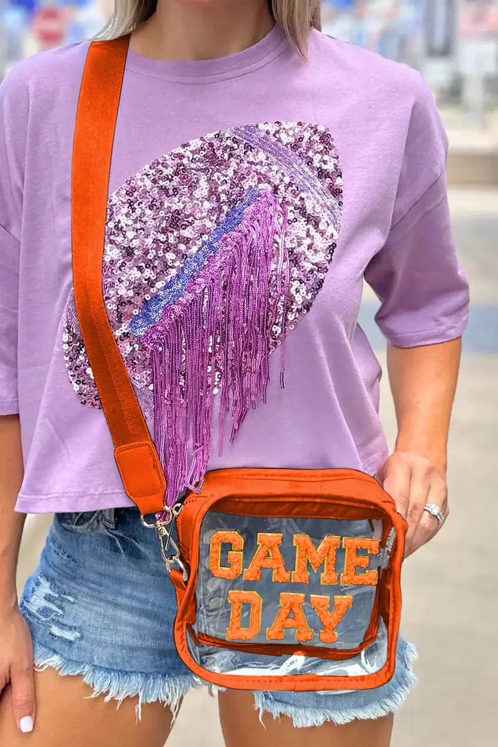 Chenille GAME DAY Pattern Clear Bag - eAura