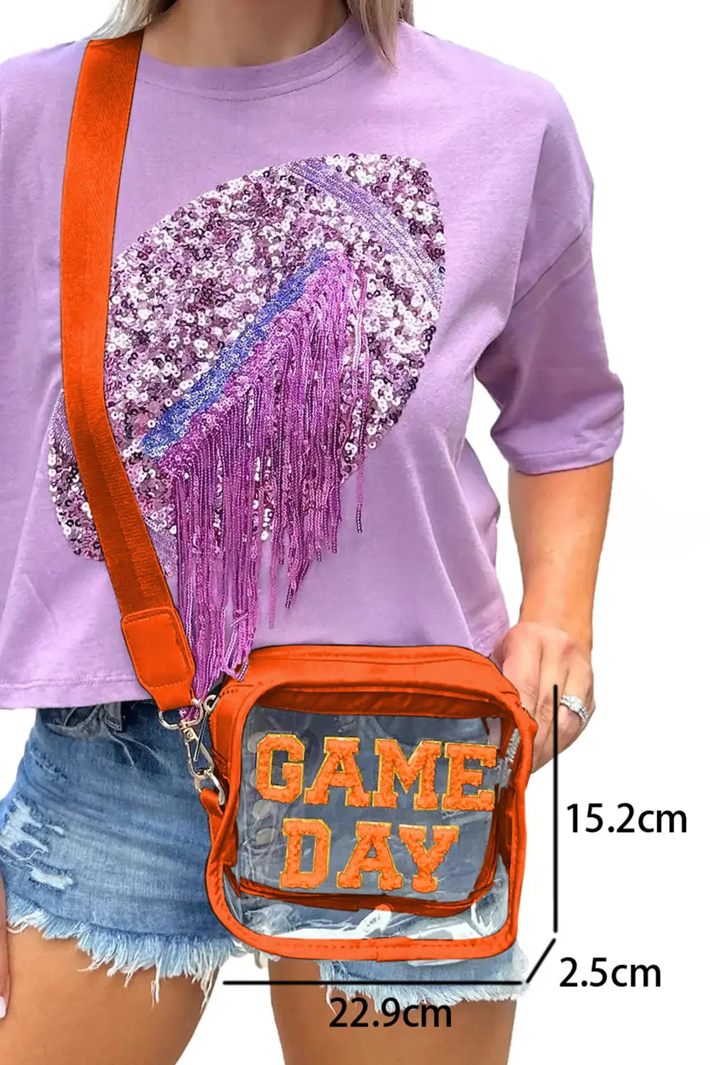 Chenille GAME DAY Pattern Clear Bag - eAura
