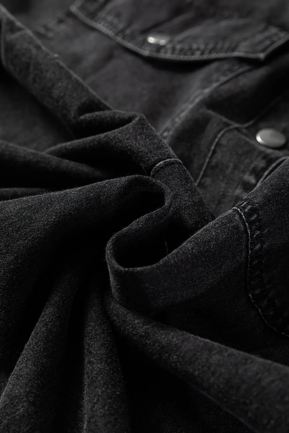 Chest Pocket Raw Hem Denim Baggy Shirt Dress - eAura