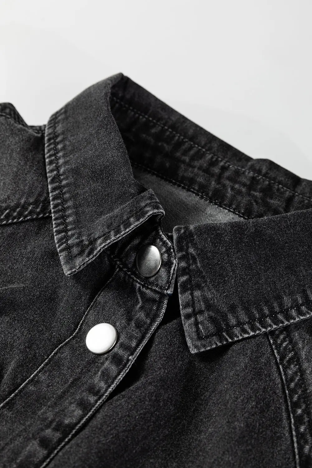 Chest Pocket Raw Hem Denim Baggy Shirt Dress - eAura