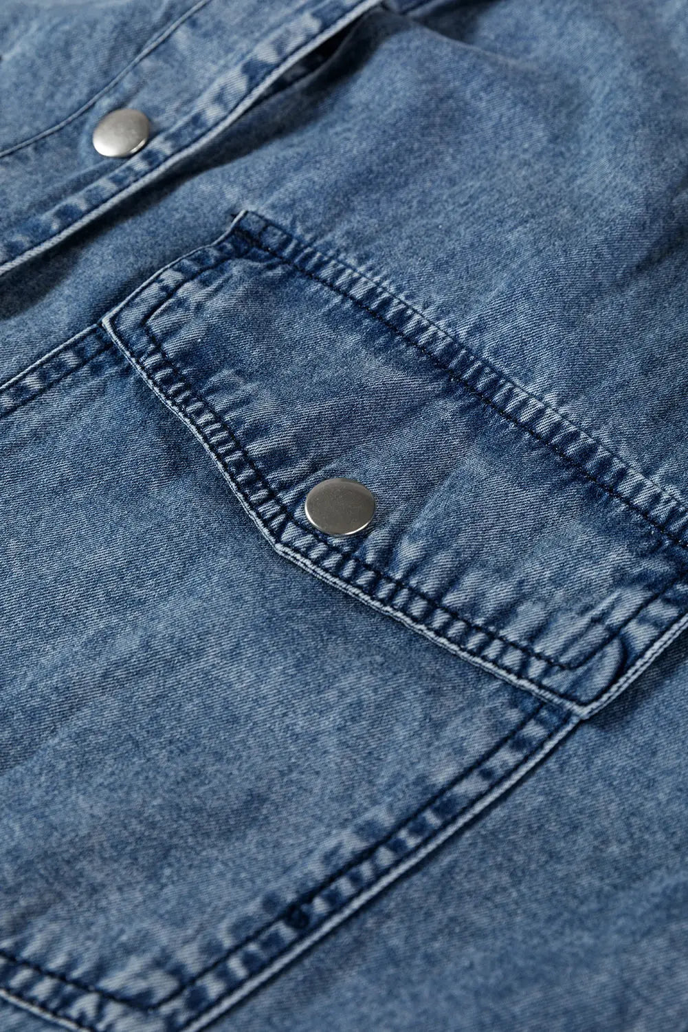 Chest Pocket Raw Hem Denim Baggy Shirt Dress - eAura
