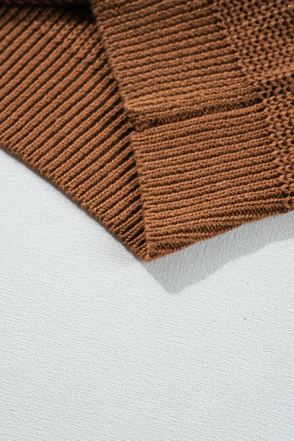 Chestnut Beaded Drop Shoulder Round Neck Sweater - eAura