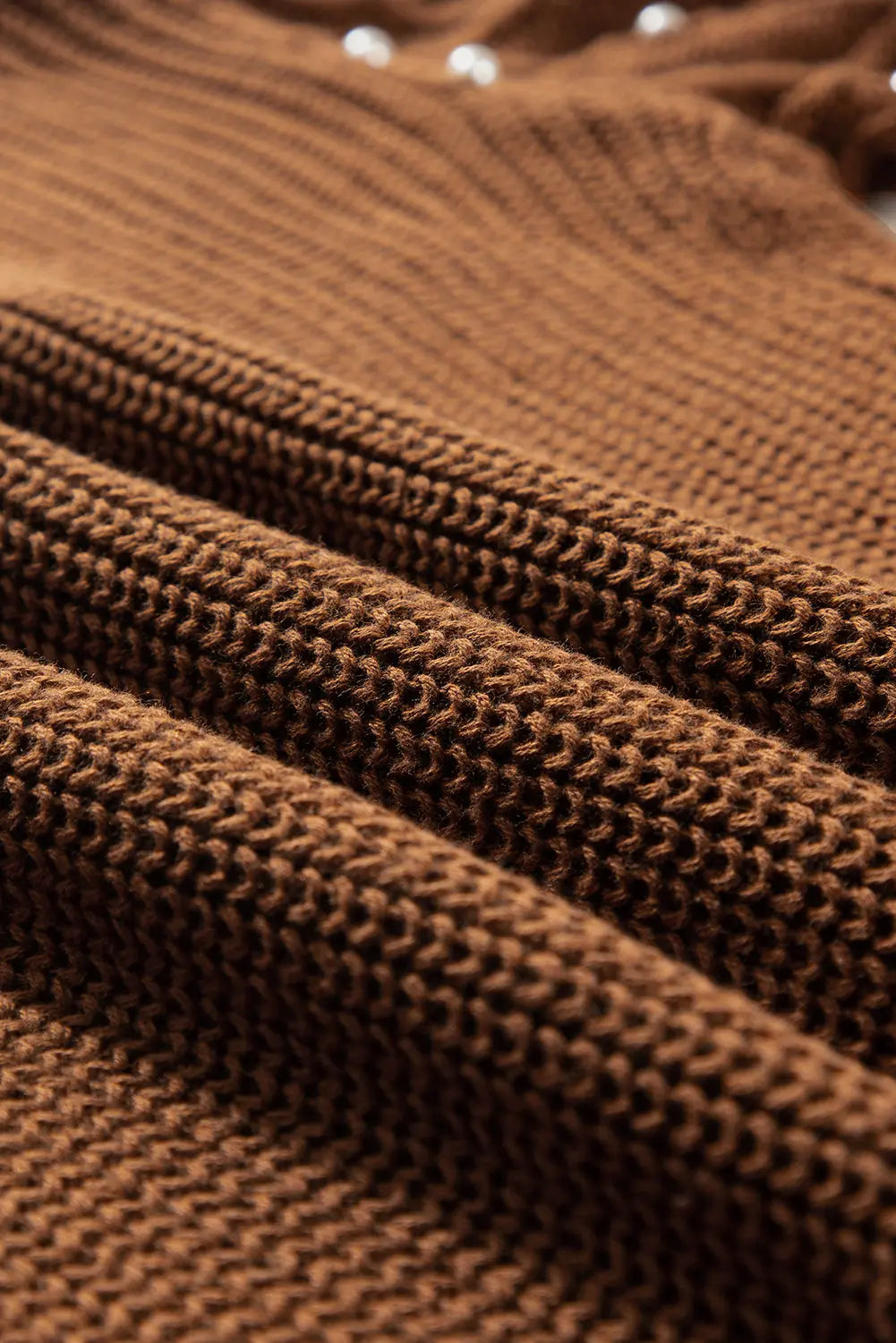 Chestnut Beaded Drop Shoulder Round Neck Sweater - eAura