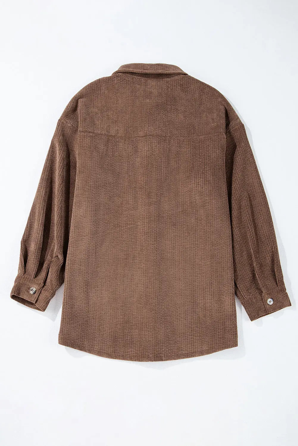 Chestnut Corduroy Flap Pocket Button Up Shacket - BB Fashion Outlet