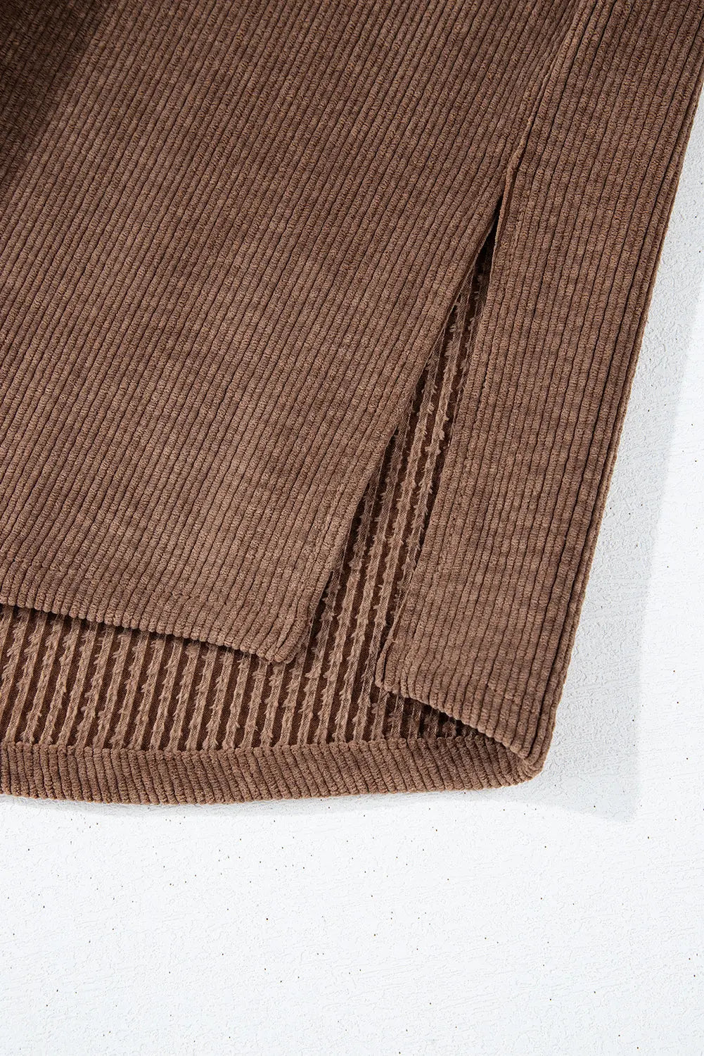 Chestnut Corduroy Flap Pocket Button Up Shacket - BB Fashion Outlet