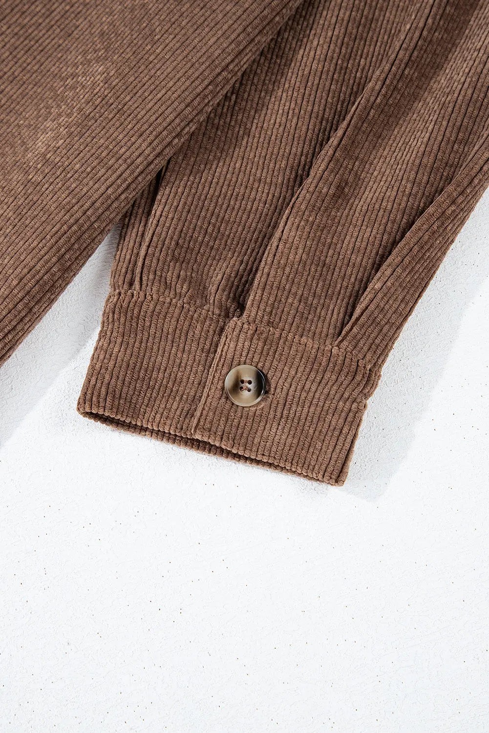 Chestnut Corduroy Flap Pocket Button Up Shacket - BB Fashion Outlet
