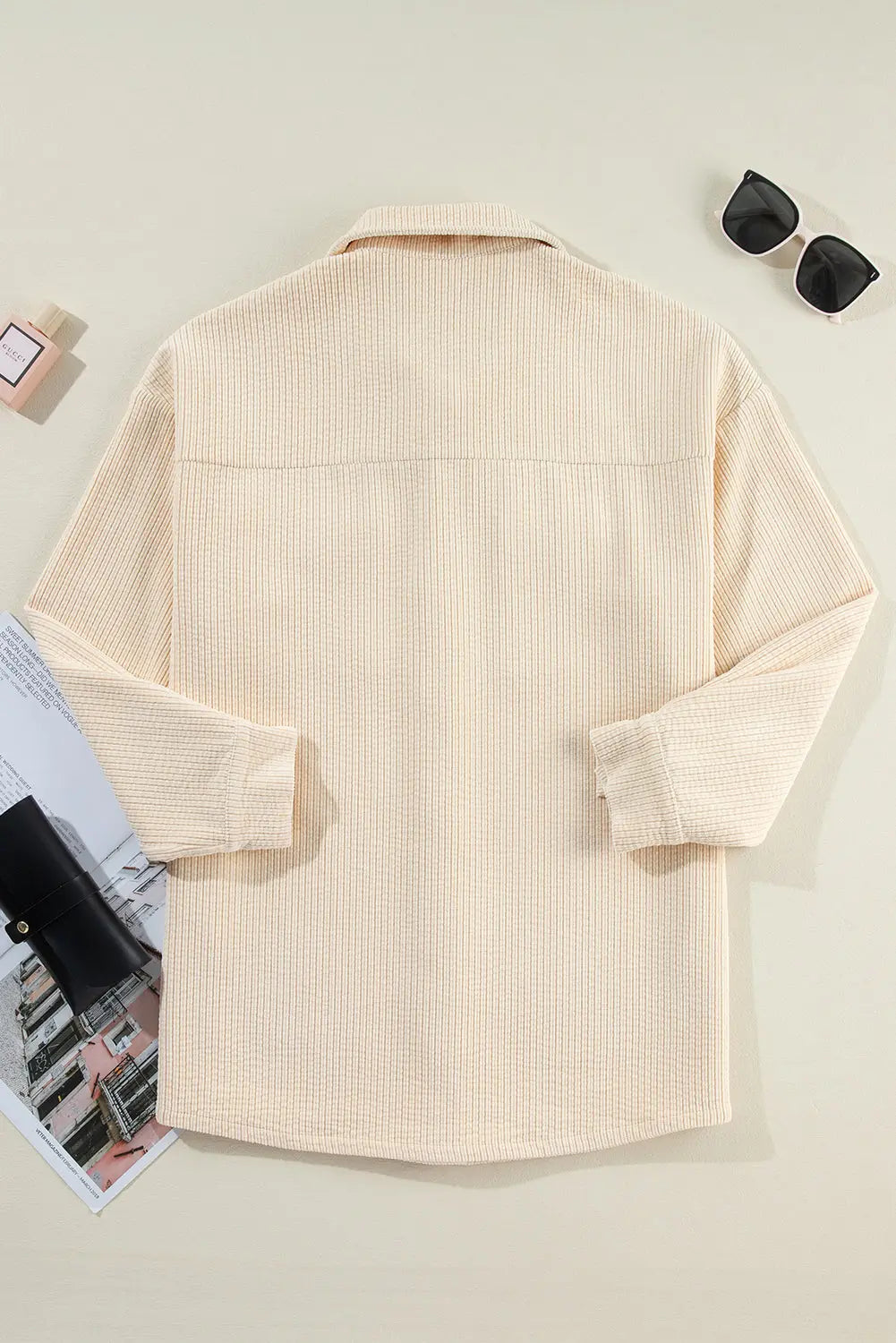 Chestnut Corduroy Flap Pocket Button Up Shacket Beagle Boutique Fashion Outlet