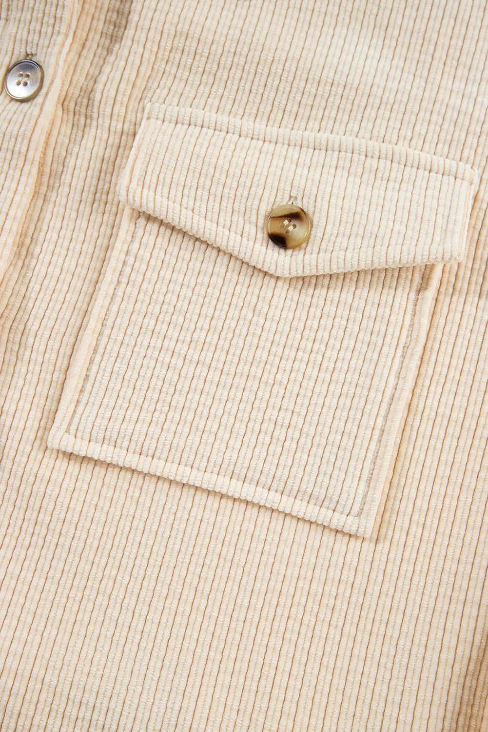 Chestnut Corduroy Flap Pocket Button Up Shacket - eAura