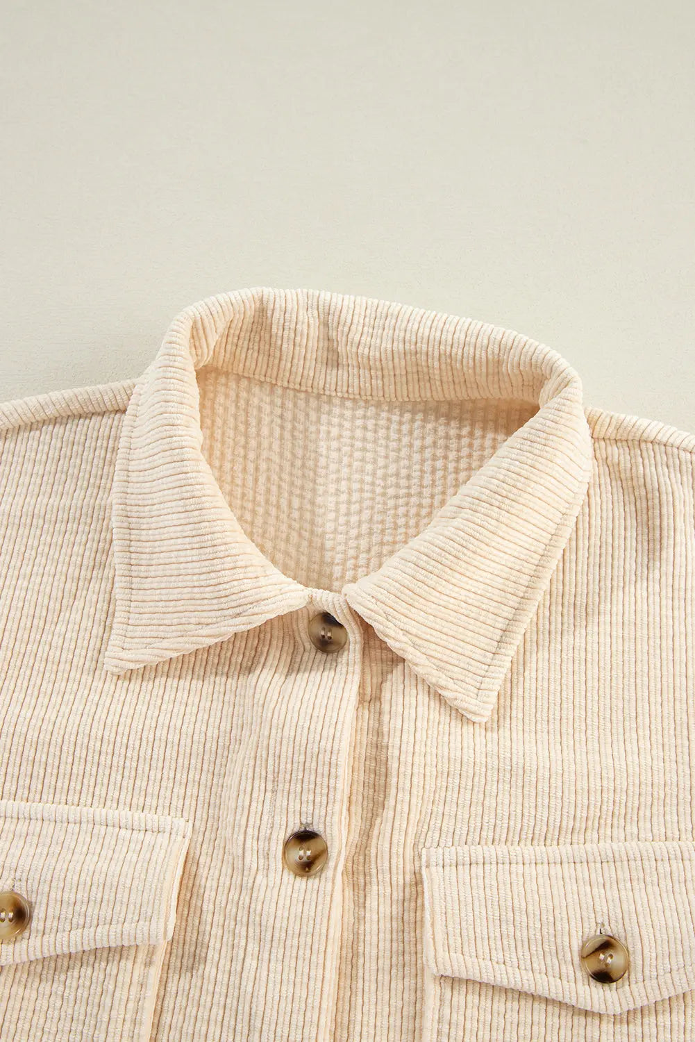Chestnut Corduroy Flap Pocket Button Up Shacket - eAura