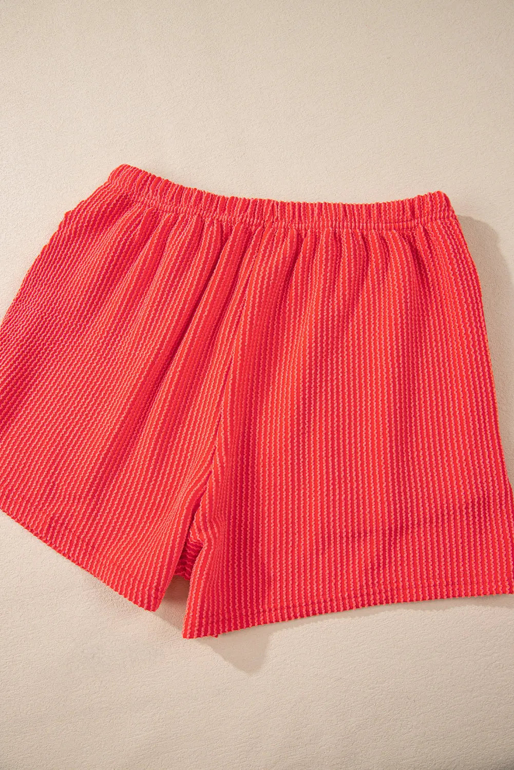 Chestnut Corduroy Knit Long Sleeve Top and High Waist Shorts Set - BB Fashion Outlet