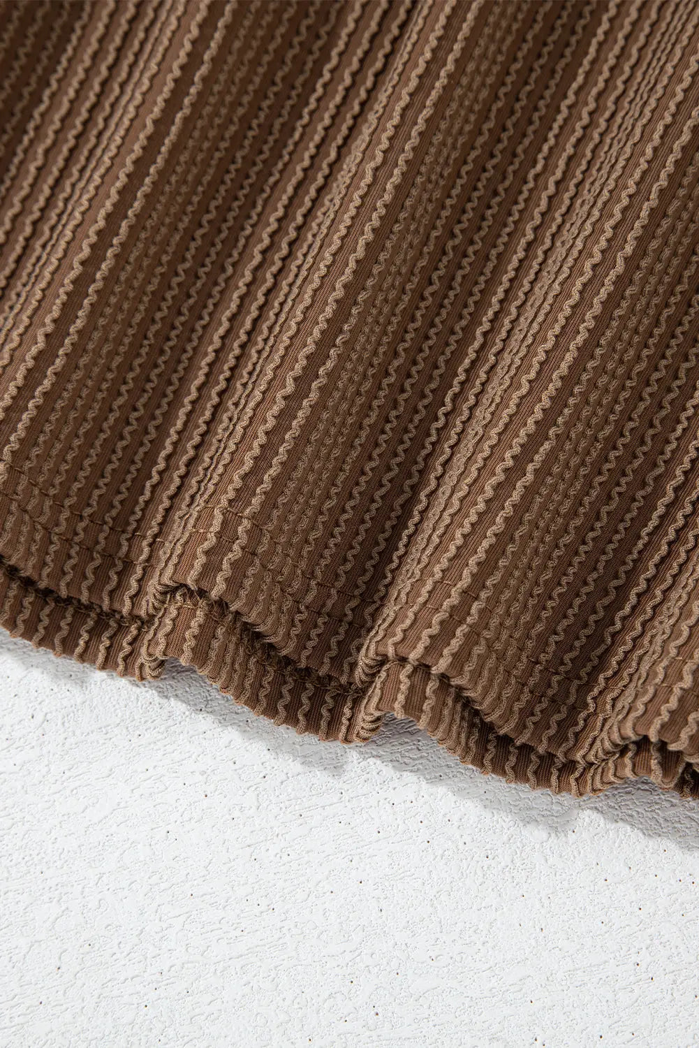 Chestnut Corduroy Knit Long Sleeve Top and High Waist Shorts Set - BB Fashion Outlet