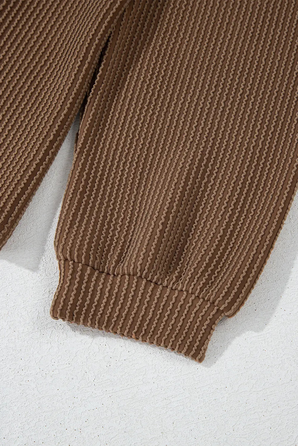 Chestnut Corduroy Knit Long Sleeve Top and High Waist Shorts Set - BB Fashion Outlet