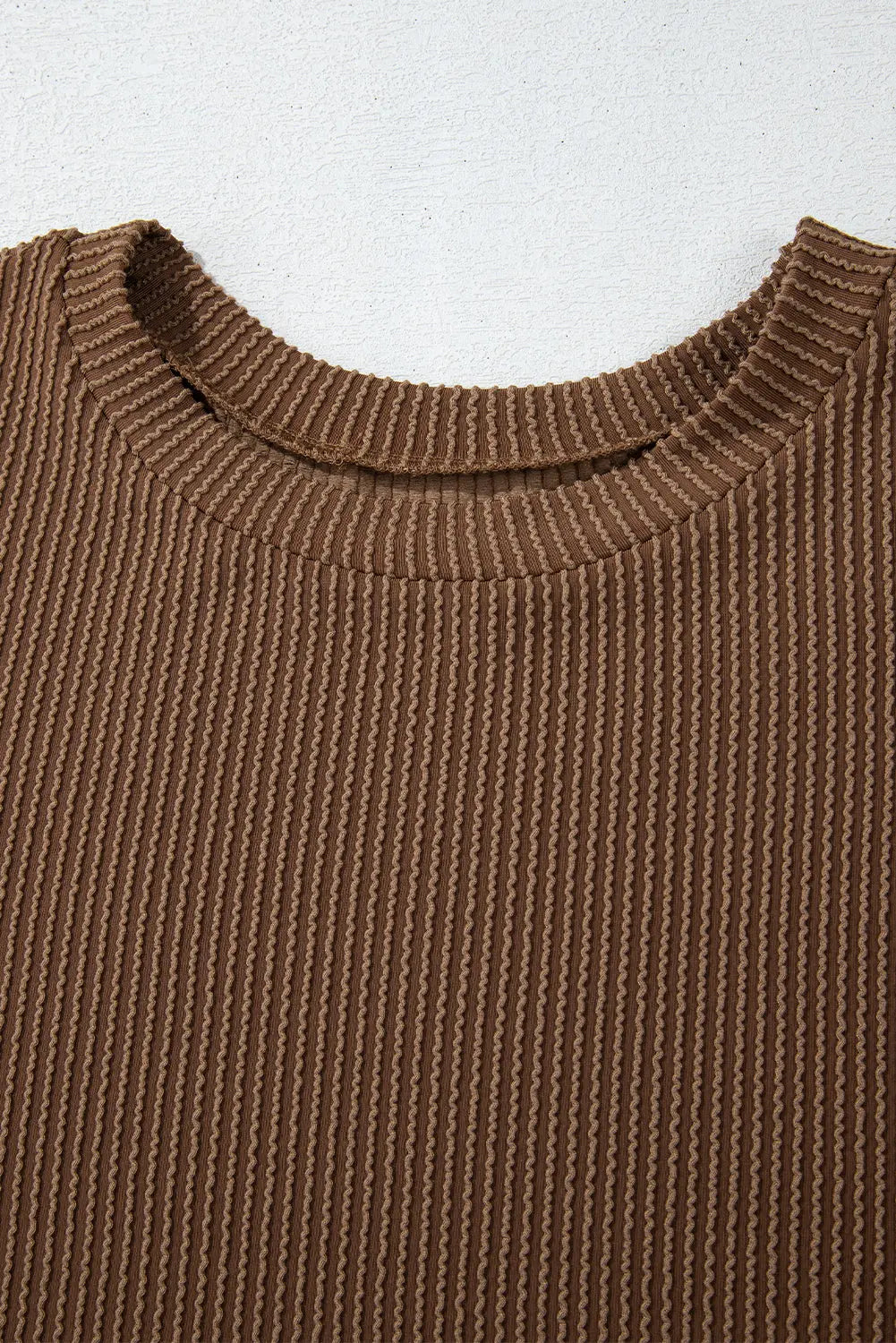 Chestnut Corduroy Knit Long Sleeve Top and High Waist Shorts Set - BB Fashion Outlet