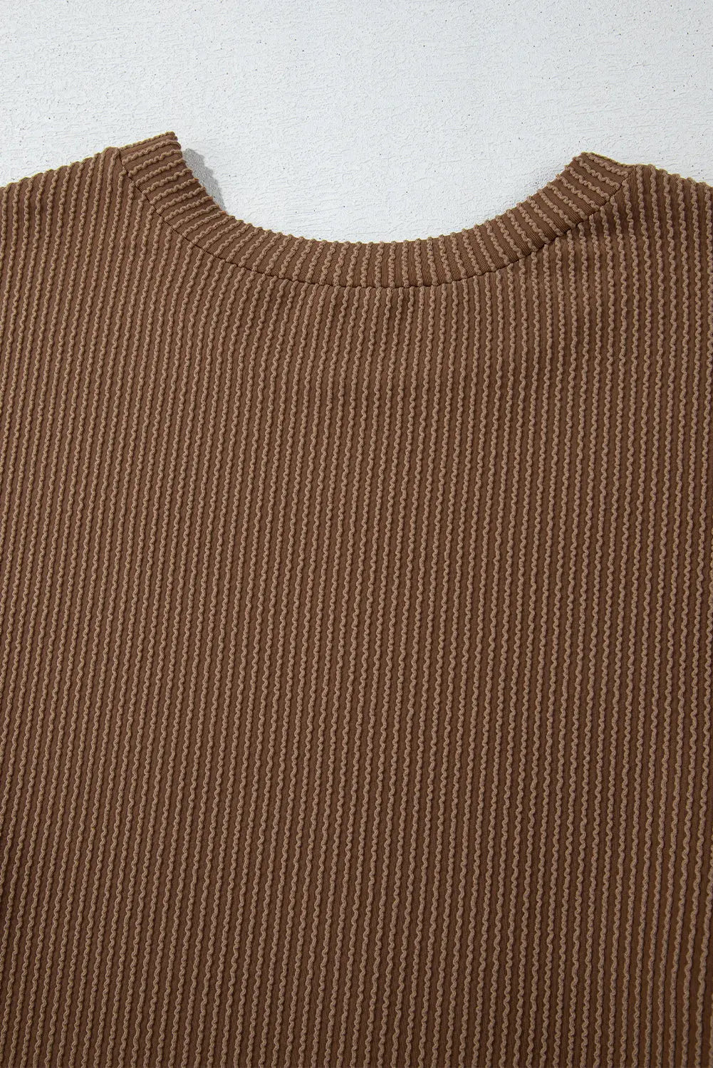 Chestnut Corduroy Knit Long Sleeve Top and High Waist Shorts Set - BB Fashion Outlet