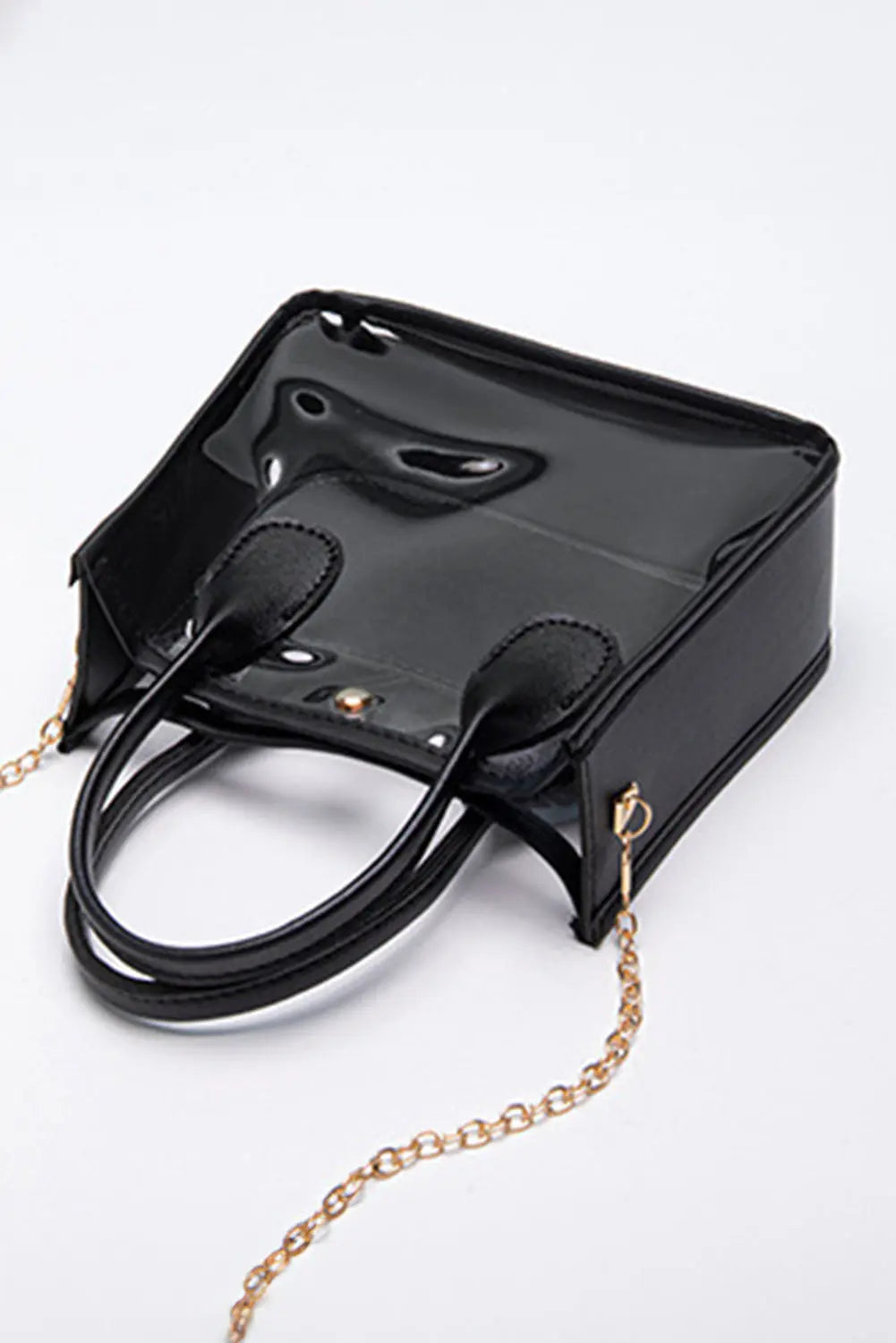 Chestnut PVC PU Leather Chain Strap Clear Shoulder Bag - eAura