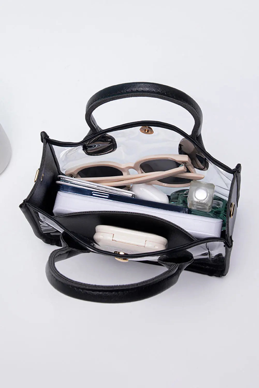 Chestnut PVC PU Leather Chain Strap Clear Shoulder Bag - eAura