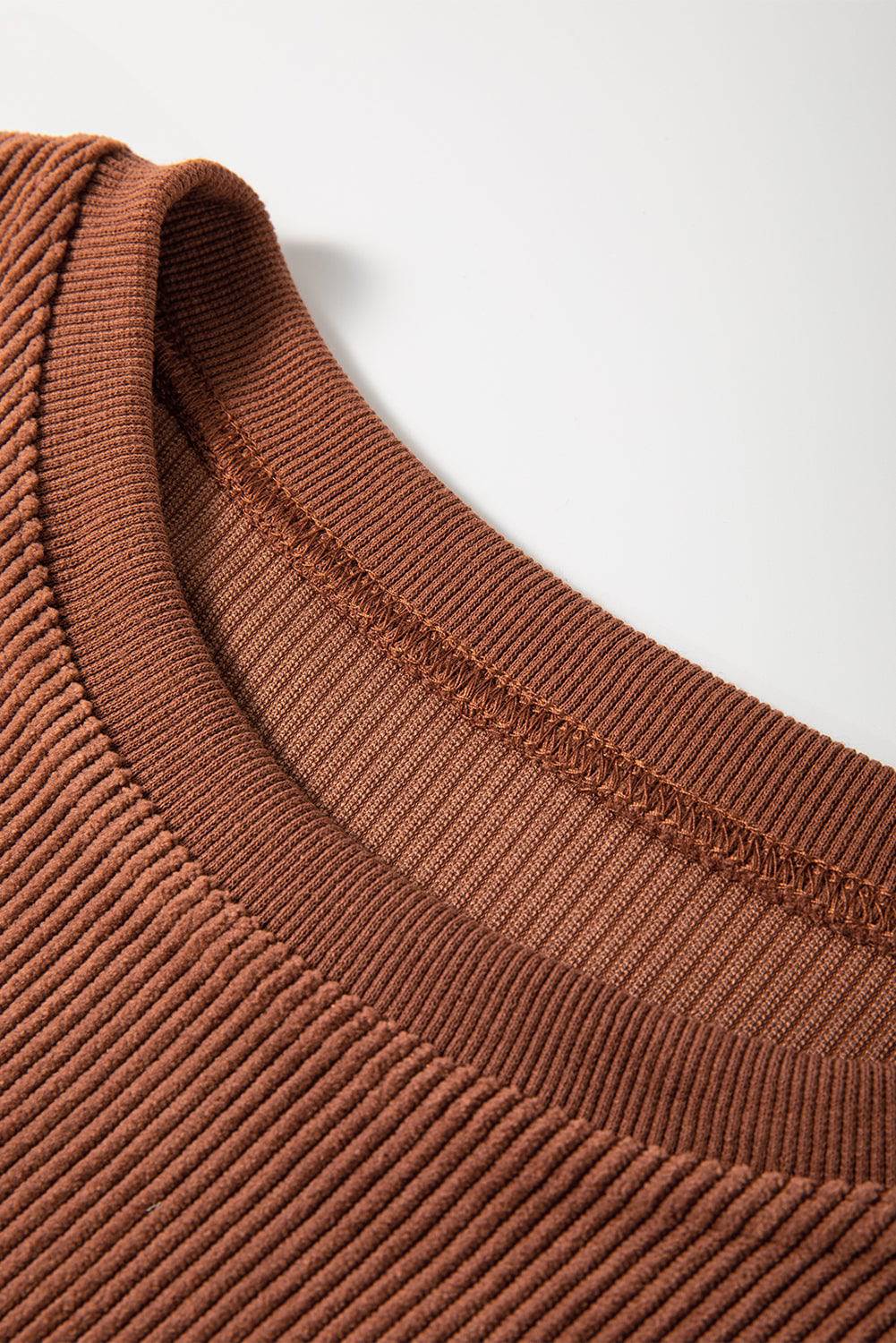 Chestnut Ribbed Corduroy Oversized Sweatshirt - Tops/Sweatshirts & Hoodies
