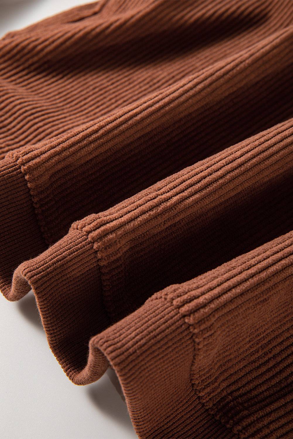 Chestnut Ribbed Corduroy Oversized Sweatshirt - Tops/Sweatshirts & Hoodies