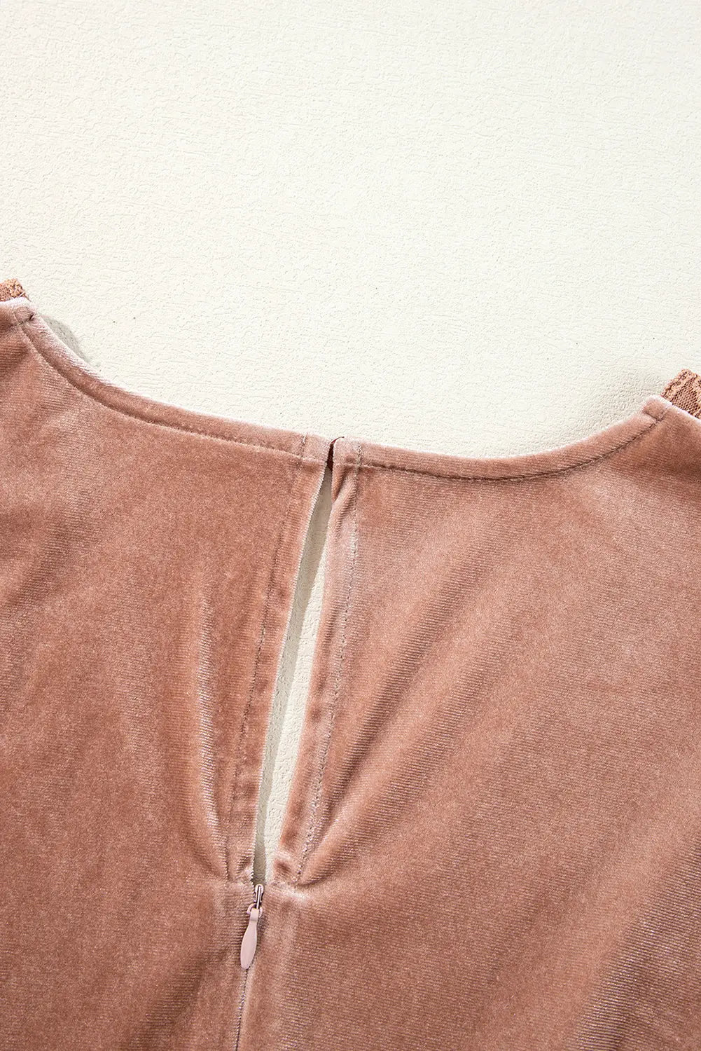 Chestnut Velvet Lacy V Neckline Short Sleeve Empire Waist Flowy Maxi Dress - eAura