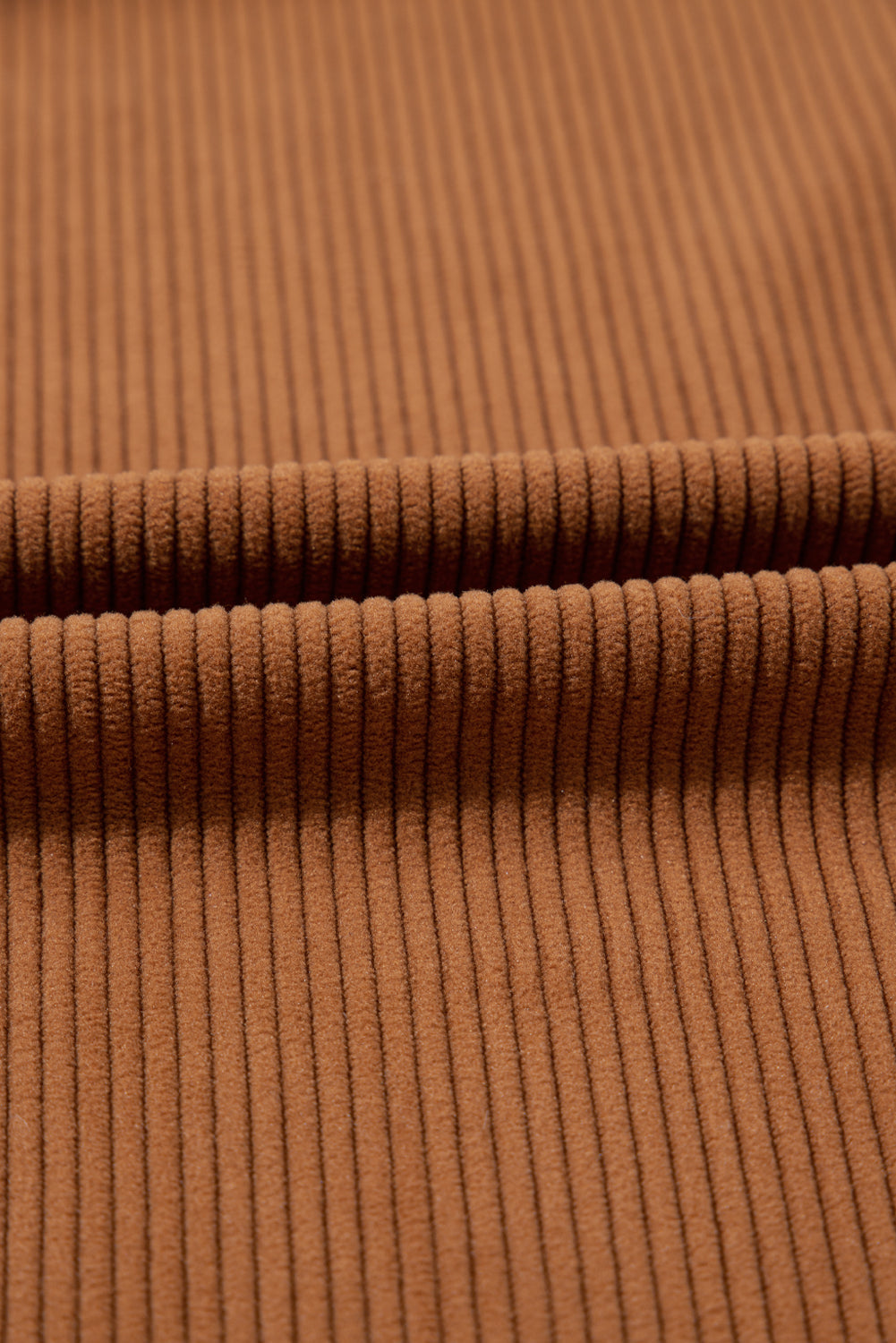 Cinnamon Corduroy Flap Pocket Button Up Round Hem Shacket - Outerwear/Jackets