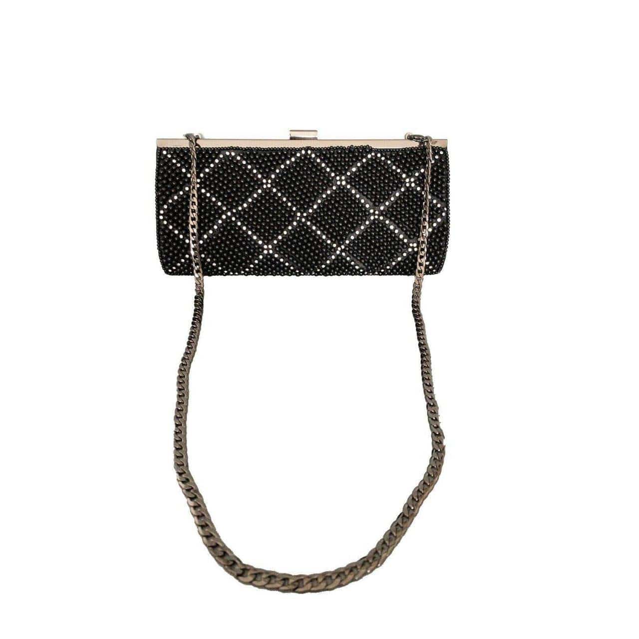 Claudia Canova Structured Clasptop Pearl Covered Clutch - BB Fashion Outlet