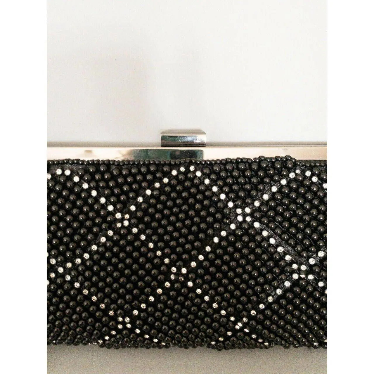 Claudia Canova Structured Clasptop Pearl Covered Clutch - BB Fashion Outlet