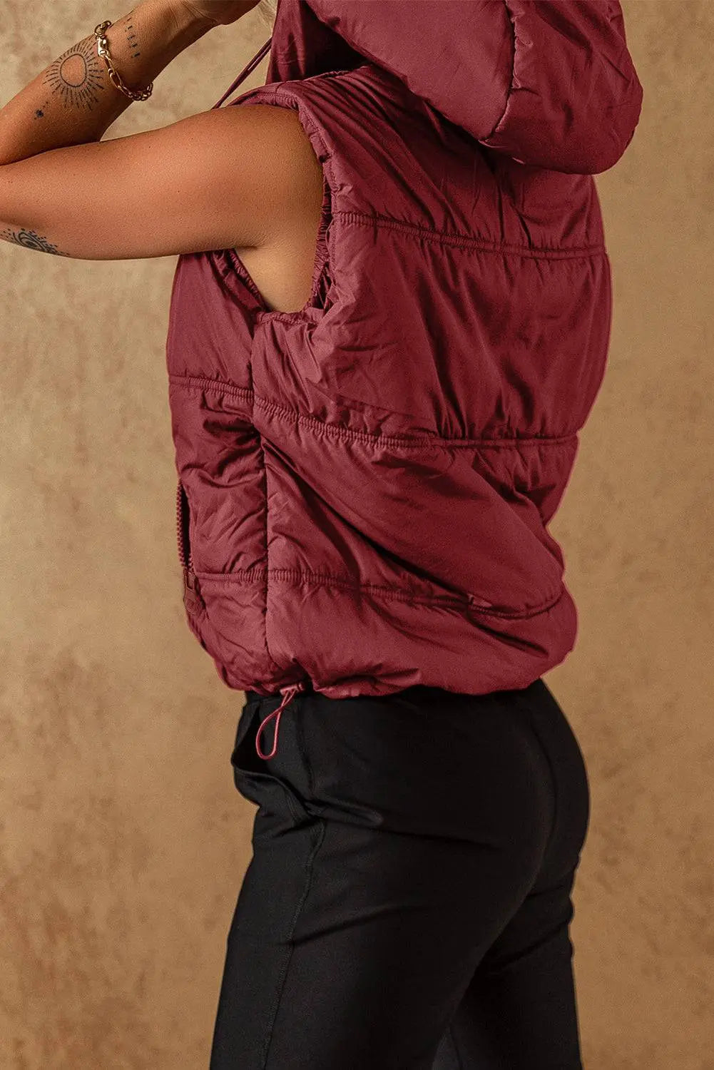 Clay Zip-up Side Pockets Hooded Puffer Gilet - BB Fashion Outlet