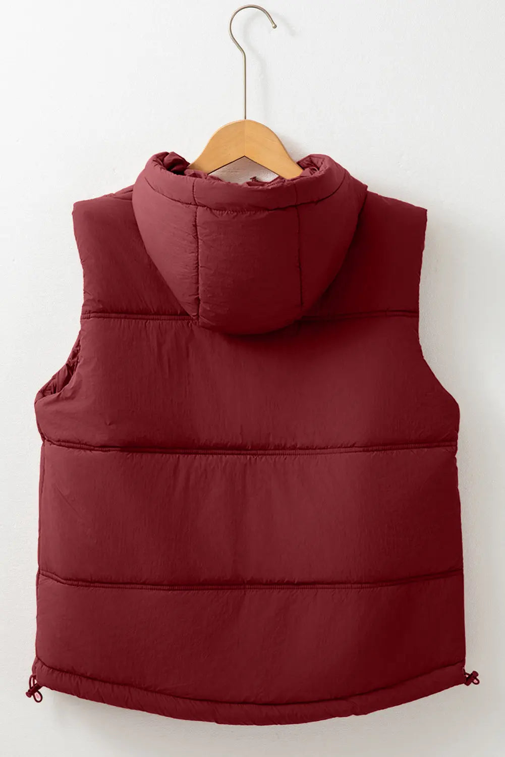 Clay Zip-up Side Pockets Hooded Puffer Vest - eAura