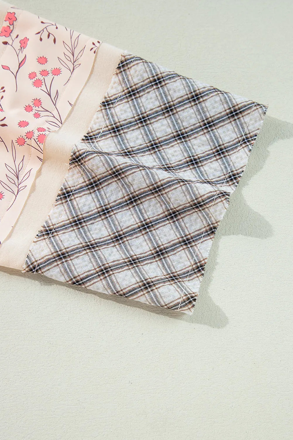 Clearly Aqua Plaid Floral Peace Heart Graphic Wide Long Sleeve Top - eAura